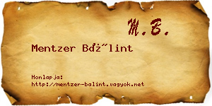 Mentzer Bálint névjegykártya